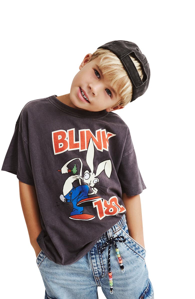 Cotton On Kids Kid's Licensed Drop Shoulder Short Sleeve Tee, Alternate, color, Rabbit Grey Blink 182