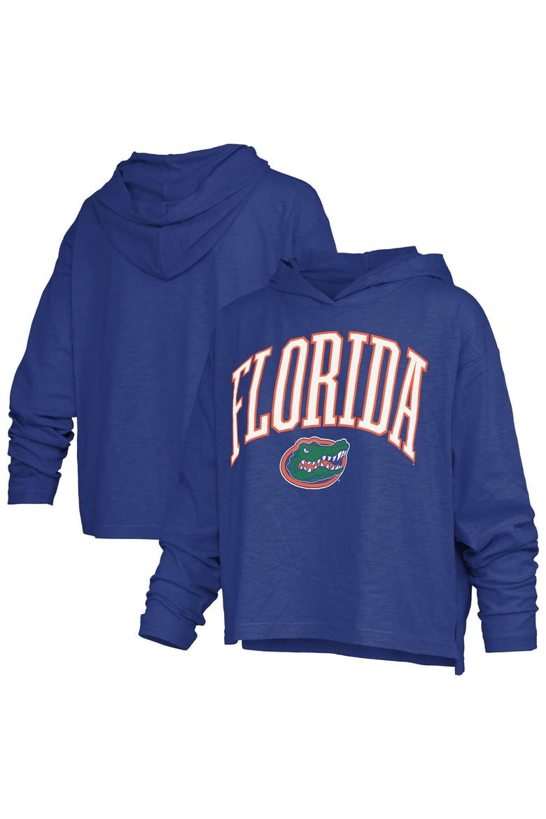 Women's Pressbox  Royal Florida Gators Nelson Arch Over Logo Long Sleeve Hooded Slub T-Shirt, Main, color, Royal