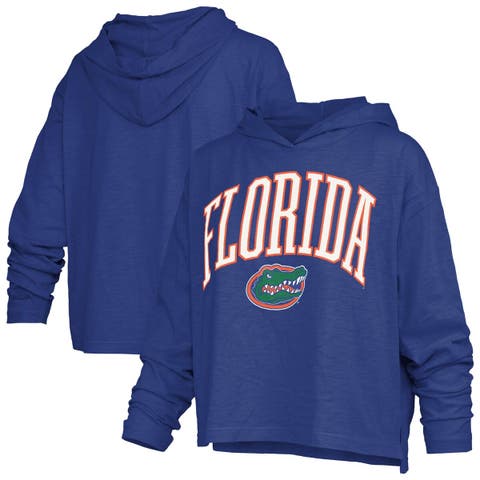 Women's Pressbox  Royal Florida Gators Nelson Arch Over Logo Long Sleeve Hooded Slub T-Shirt