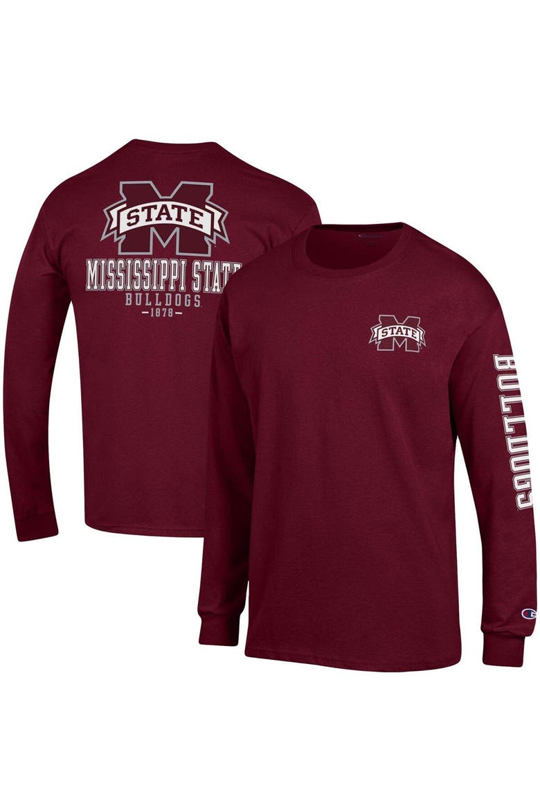 Men's Champion Maroon Mississippi State Bulldogs Team Stack Long Sleeve T-Shirt, Main, color, Maroon