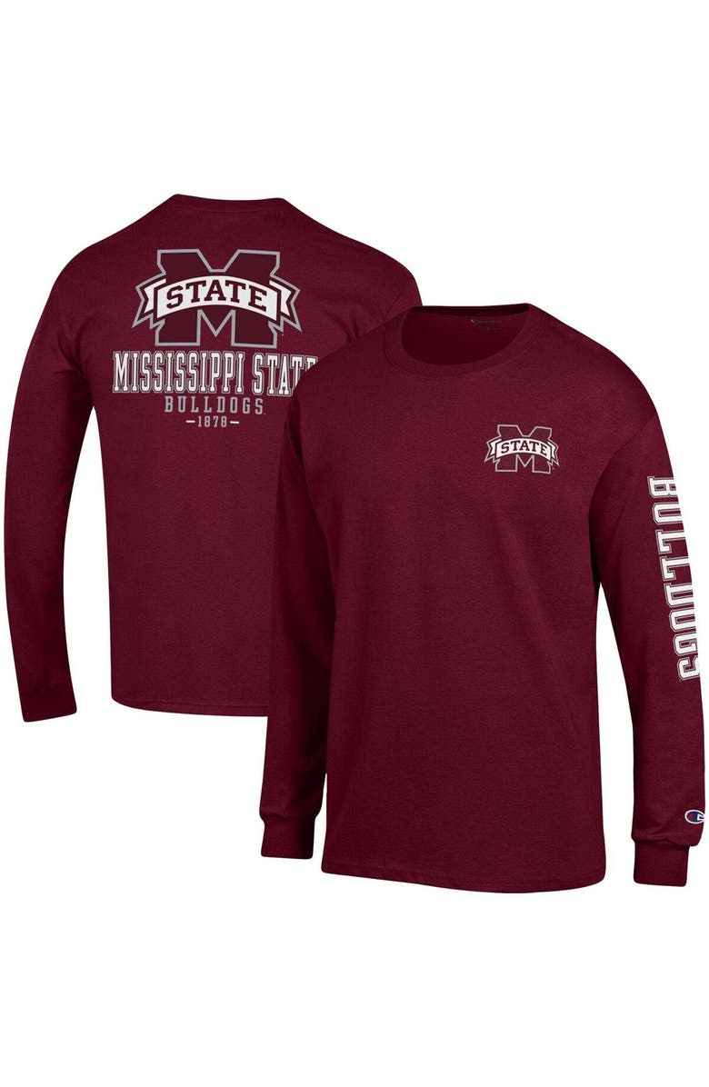 Champion Men's Champion Maroon Mississippi State Bulldogs Team Stack Long Sleeve T-Shirt, Main, color, Maroon