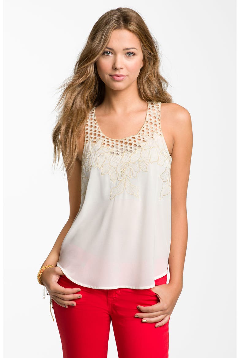 Eyelet Racerback Tank, Main, color, CREAM