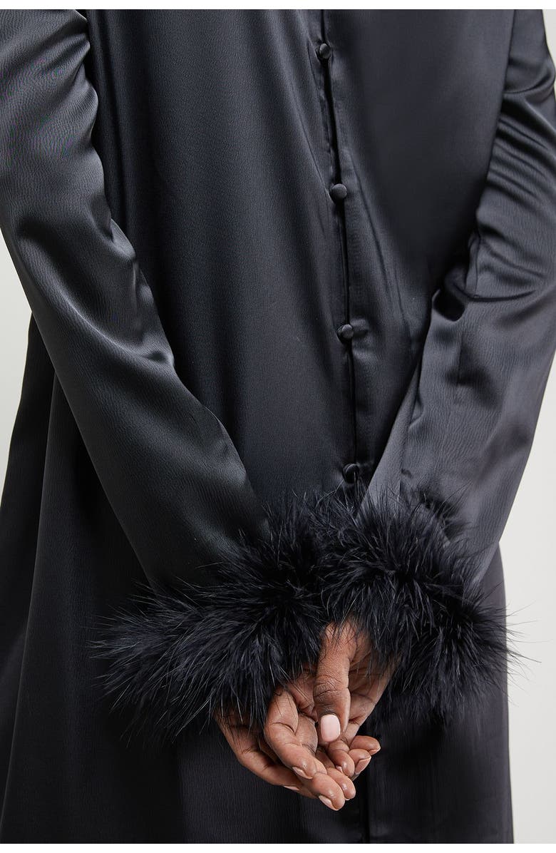 Warehouse Feather High Neck Swing Midi Dress, Alternate, color, Black