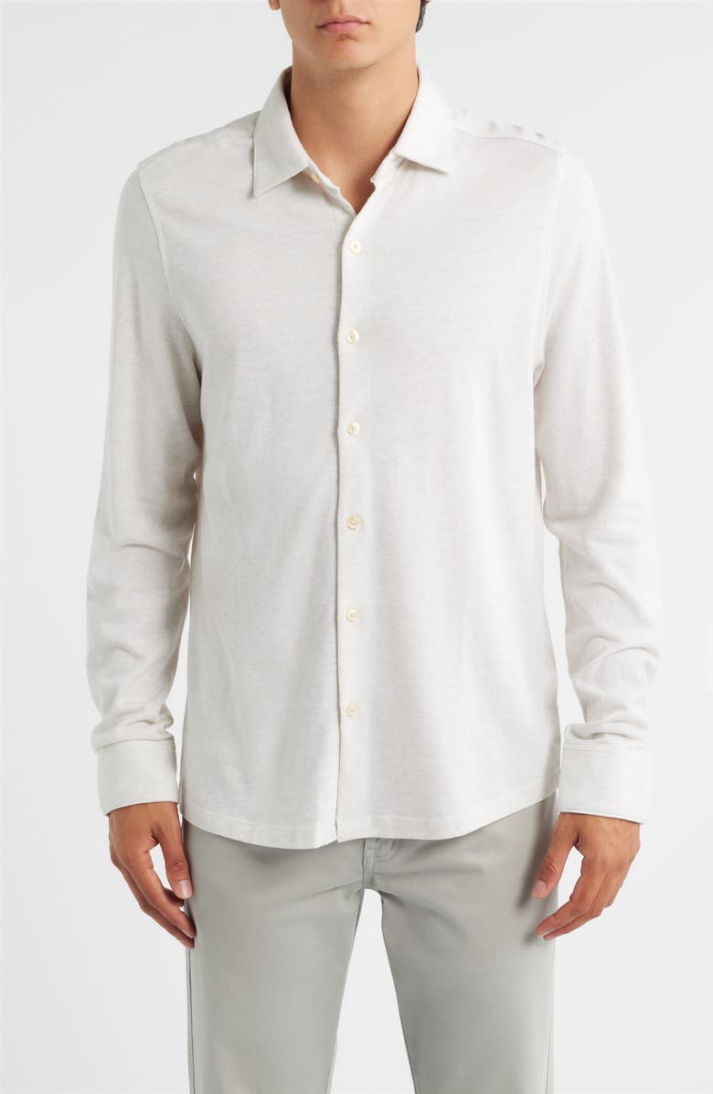 Robert Barakett Hornby Long Sleeve Knit Button-Up Shirt, Main, color, Cream