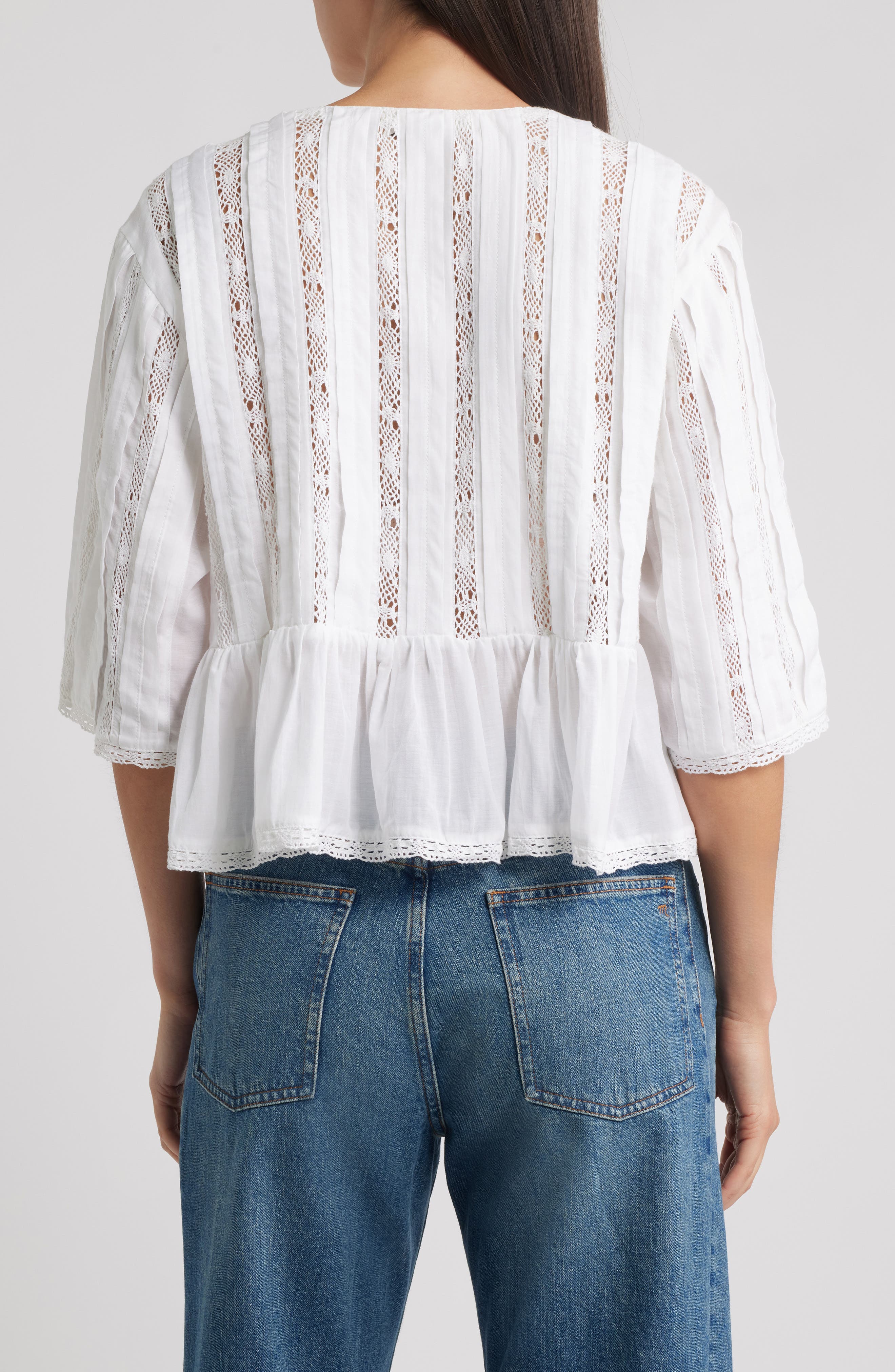 Bobbi Lace Trim Peplum Top - image 2