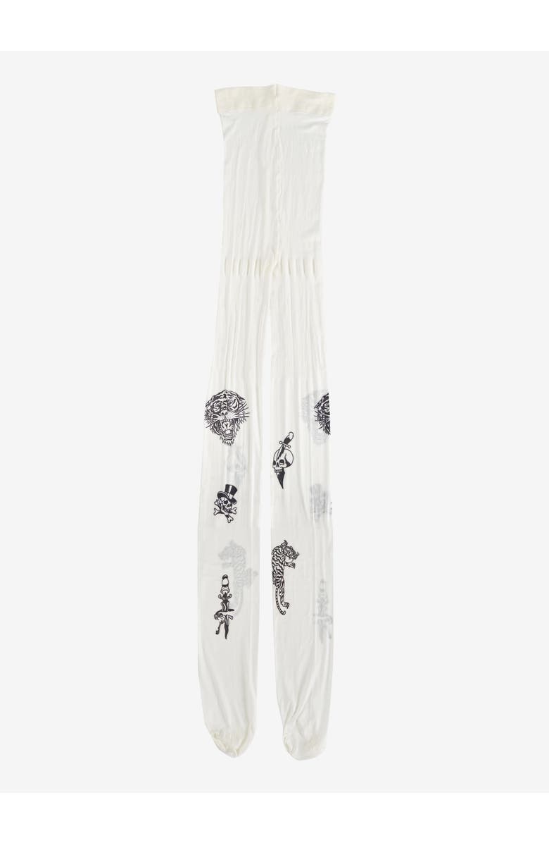Ed Hardy Tiger Tattoo Tights 1-Pack, Alternate, color, Ivory
