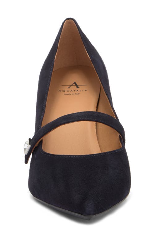 Aquatalia Marisol Pointed Toe Mary Jane Pump In Navy