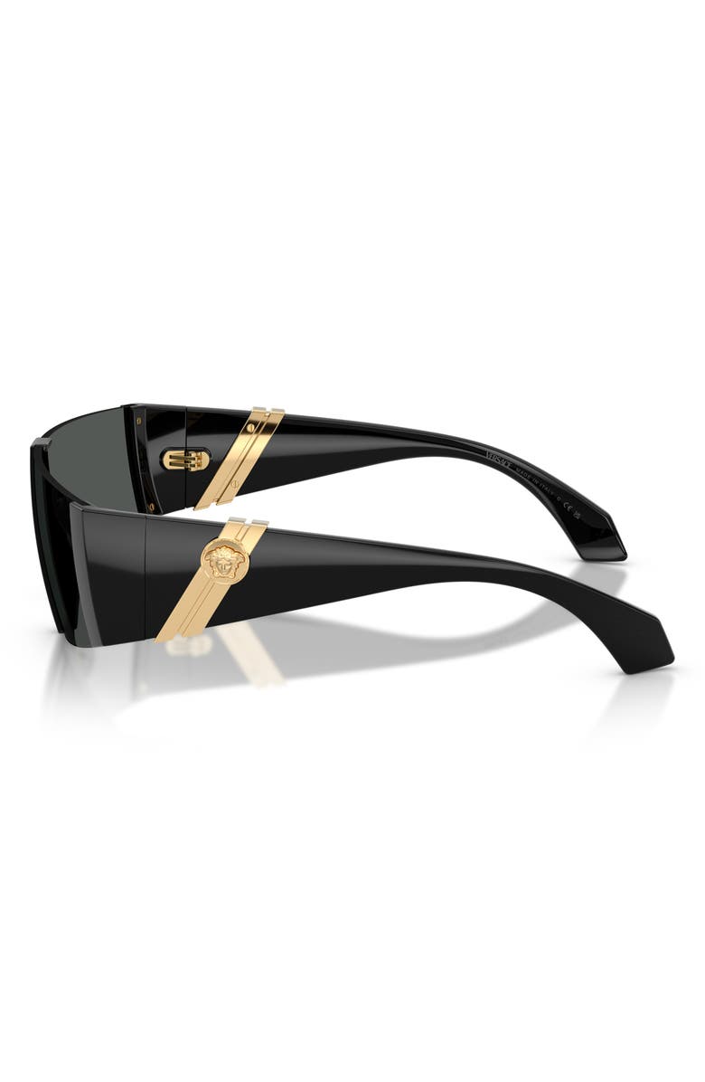 Versace 136mm Rectangular Sunglasses, Alternate, color, Black / Dark Grey