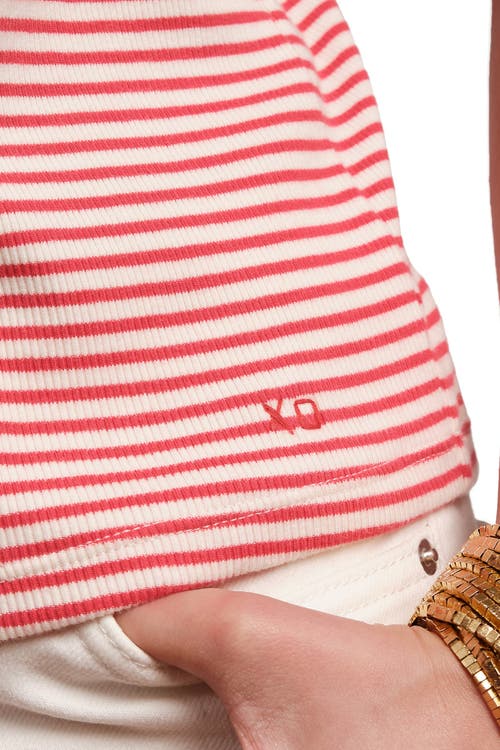 Frances Valentine Crewneck T Ribbed Stripe In Red