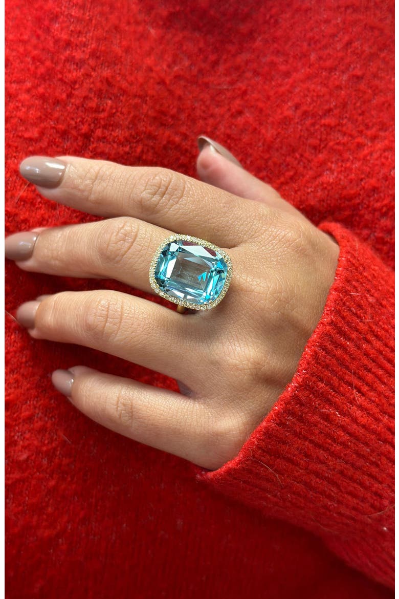 Gossip Cushion Cut Blue Topaz & Diamond Cocktail Ring, Alternate, color, PALE BLUE
