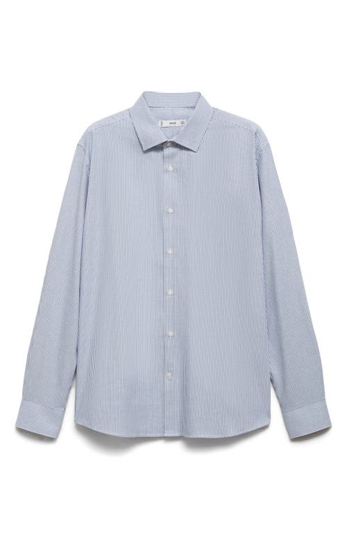 Mango Slim Fit Bengal Stripe Button-up Shirt In Ink Blue