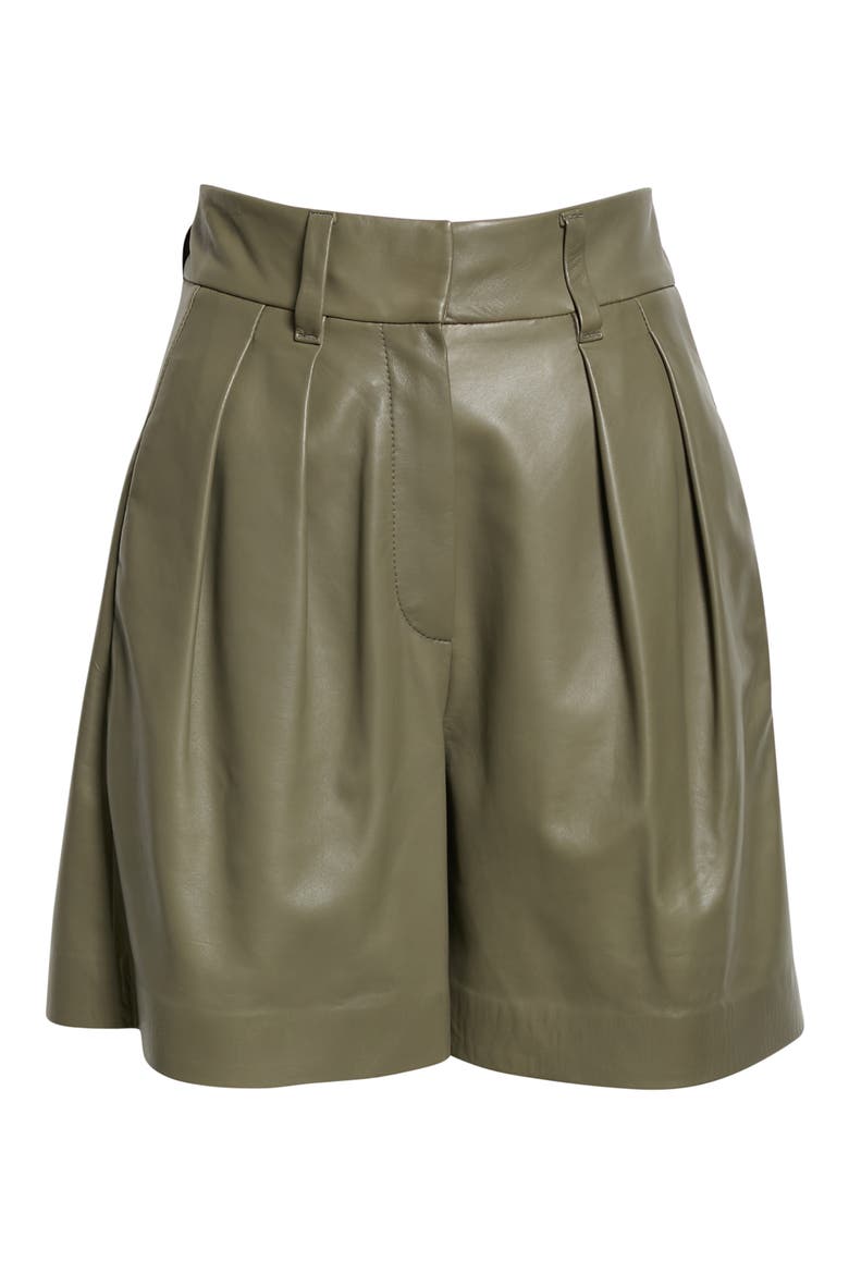 Pleat Front Leather City Shorts, Alternate, color, C7238 MILITARY