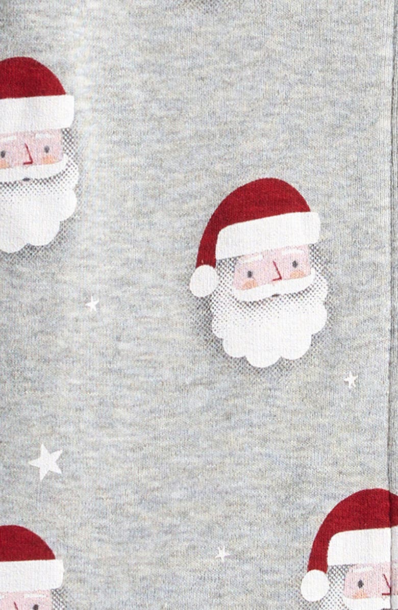 Petit Lem Santa Print Fitted One-Piece Organic Cotton Pajamas, Alternate, color, Medium Heather Grey
