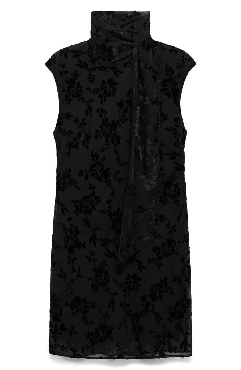 MANGO Floral Jacquard Minidress, Alternate, color, Black