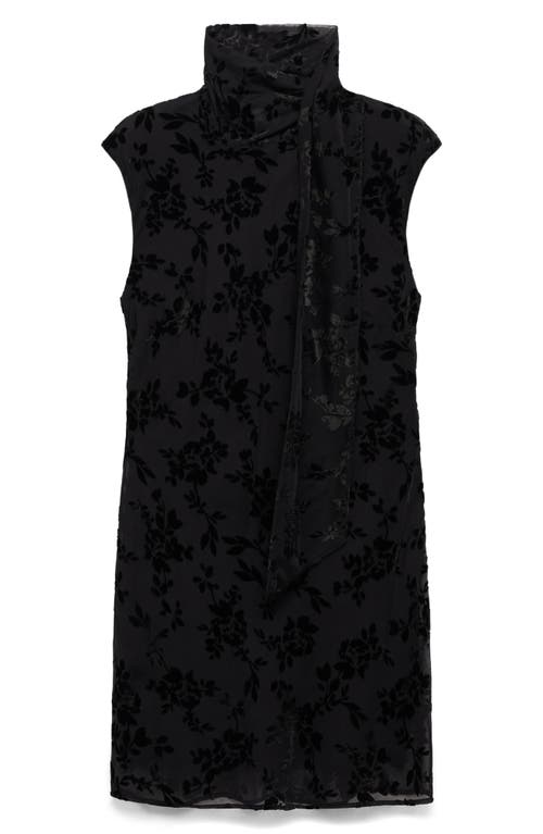 Mango Floral Jacquard Minidress In Black