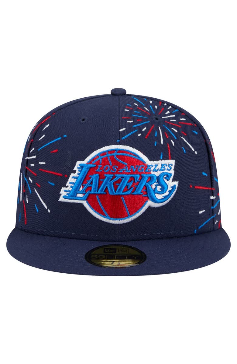 New Era Men's New Era Navy Los Angeles Lakers Americana Fireworks 59FIFTY Fitted Hat, Alternate, color, Navy