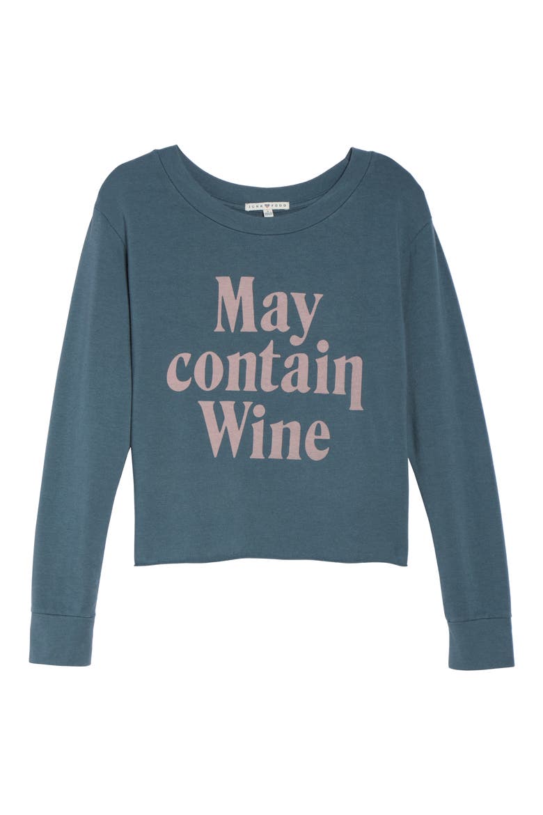 May Contain Wine Crop Sweatshirt, Alternate, color, GUNMETAL