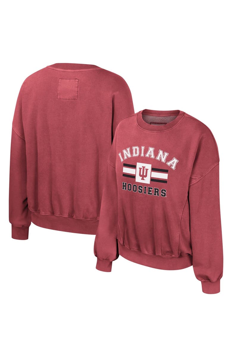 COLOSSEUM Women's Colosseum Crimson Indiana Hoosiers Audrey Washed Pullover Sweatshirt, Main, color,
