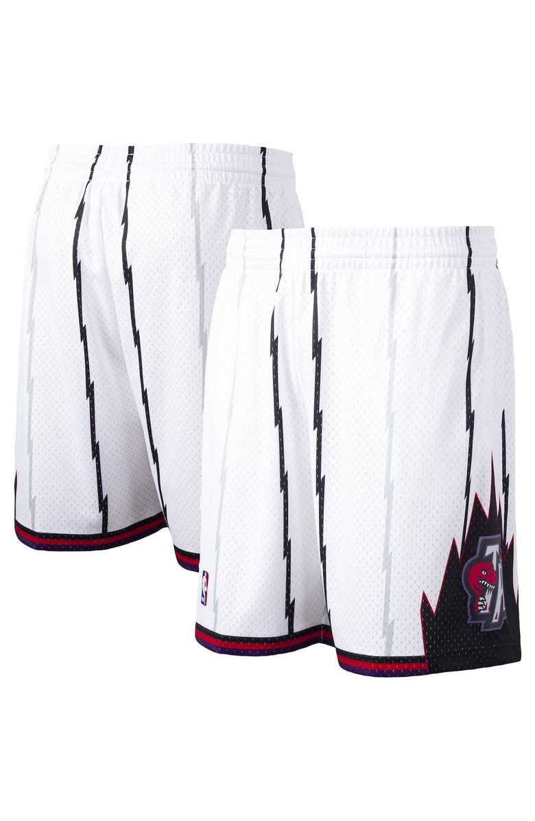 Mitchell & Ness Men's Mitchell & Ness White Toronto Raptors Hardwood Classics Swingman Shorts, Main, color,