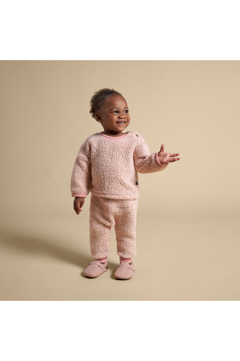 Microfleece Drop Shoulder Top & Pant Set, Alternate, color, Light Pink