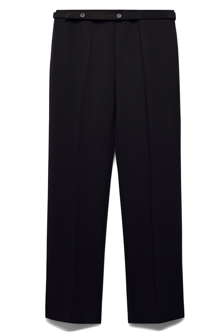 Belted Straight Leg Ankle Pants, Alternate, color, BLACK