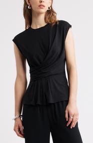 Nordstrom Draped Cap Sleeve Peplum Top