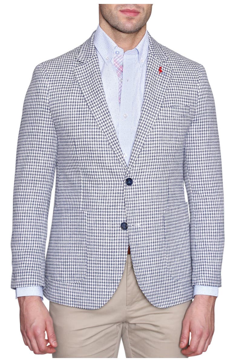 TailorByrd White Houndstooth Two Button Notch Lapel Modern Fit Sport Coat, Main, color, 