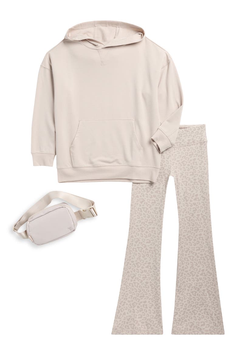 Kids' Hoodie, Flared Leggings & Bag Set, Main, color, NACREOUS CLOUD COMBO