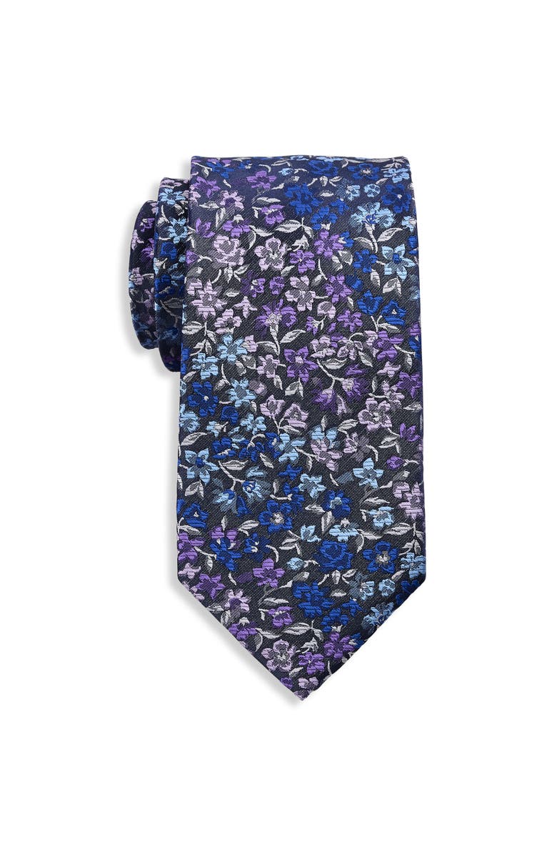 Synrgy by DXL Big & Tall Multicolored Floral Tie, Main, color, Purple