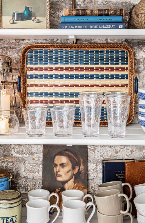 Juliska Danish Stripe Wicker Tray In Blue