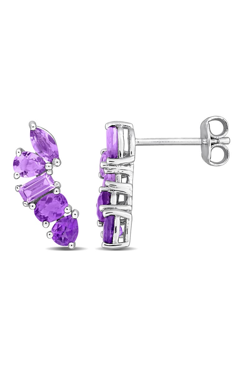 Multi-Shaped Amethyst Sterling Silver Stud Earrings, Main, color, PURPLE