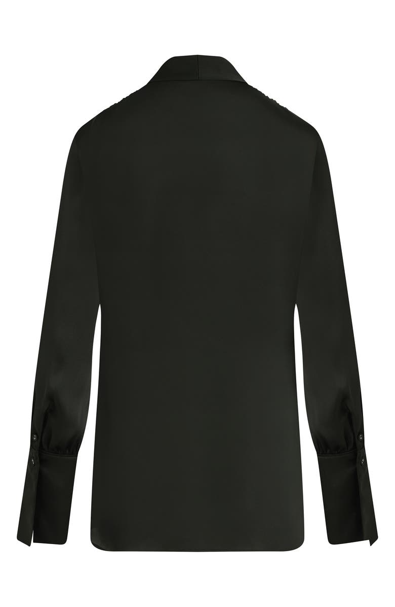 Favorite Daughter The Izzy Fluted Sleeve Satin Shirt, Alternate, color, Black