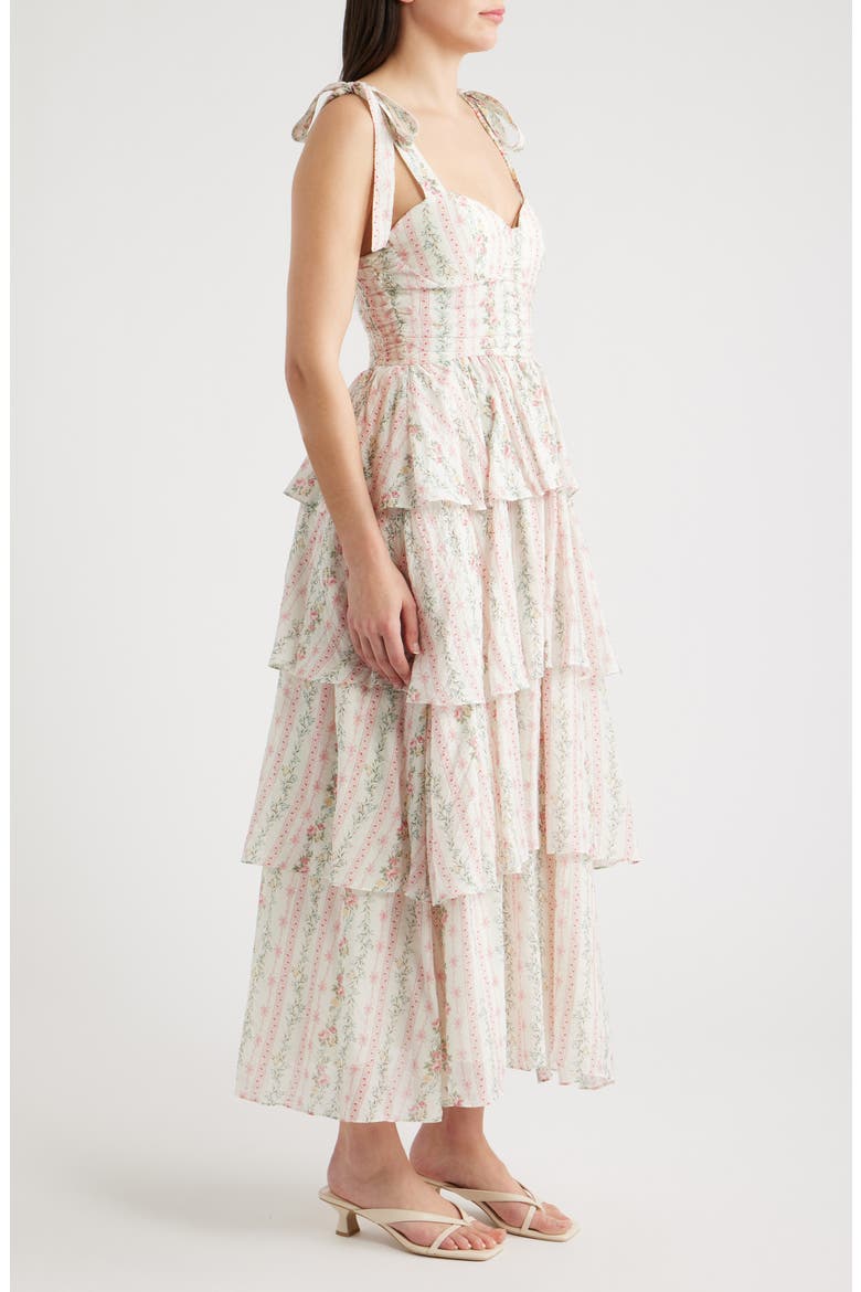 Print Tiered Maxi Dress, Alternate, color, PINK MULTI