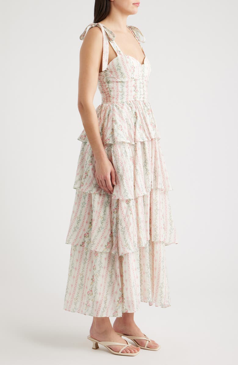 ZOE AND CLAIRE Print Tiered Maxi Dress, Alternate, color, Pink Multi