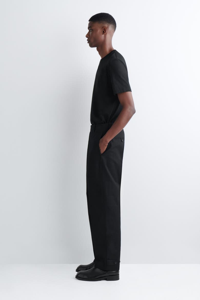 Cotton-Canvas Regular-Fit Straight-Leg Chinos, Alternate, color, BLACK
