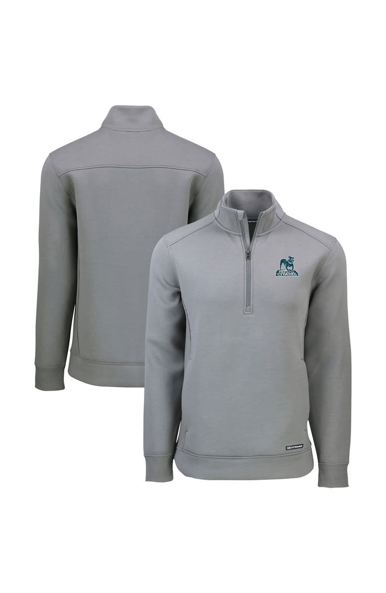 Cutter & Buck Men's Cutter & Buck  Gray Citadel Bulldogs Roam Eco Recycled Quarter-Zip Sweatshirt, Main, color, 