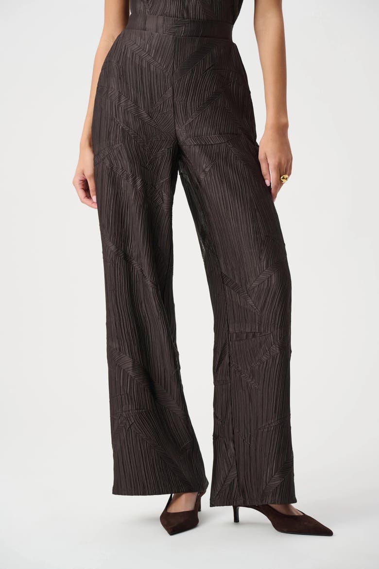 Pleated Satin Pull-On Wide-Leg Pants, Main, color, Mocha