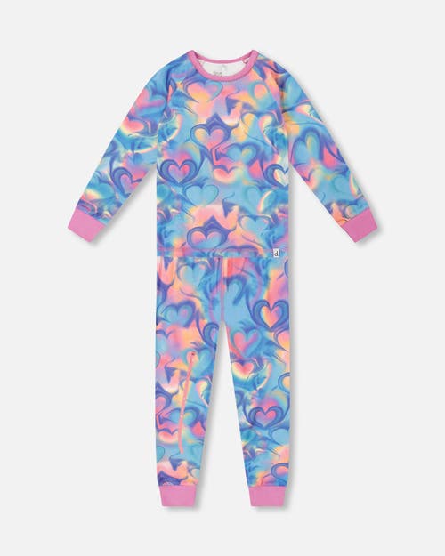 Deux Par Deux Organic Cotton Two-piece Pajamas In Blue