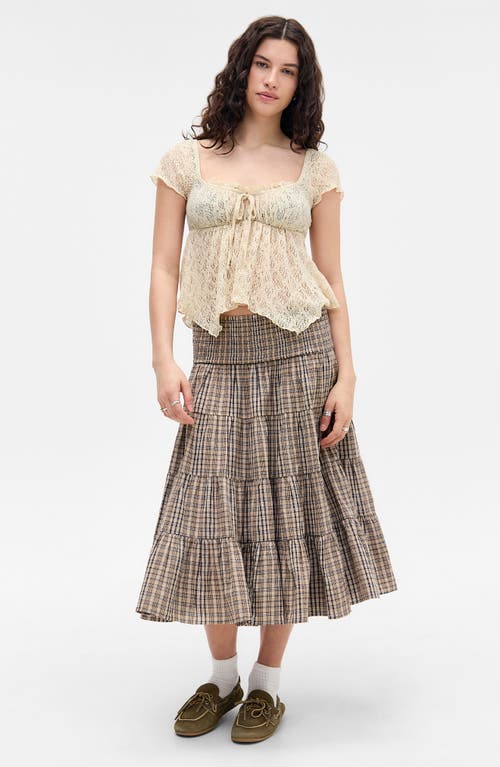 Bdg Urban Outfitters Piper Asymmetric Stretch Lace Top In Neutral