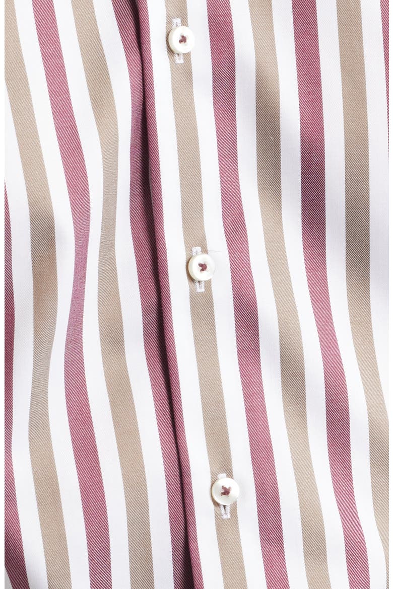 Slim Fit Stripe Non-Iron Cotton Twill Dress Shirt, Alternate, color, RED GREY