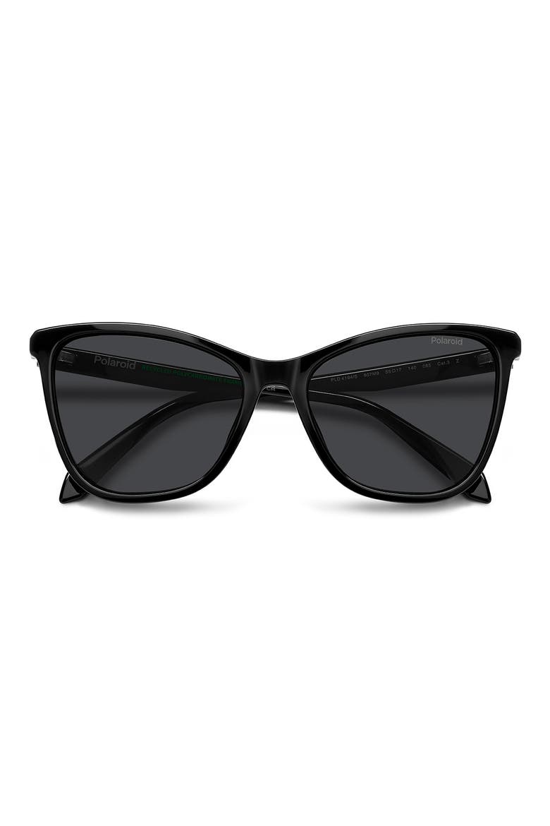 55mm Polarized Cat Eye Sunglasses, Alternate, color, BLACK/ GREY