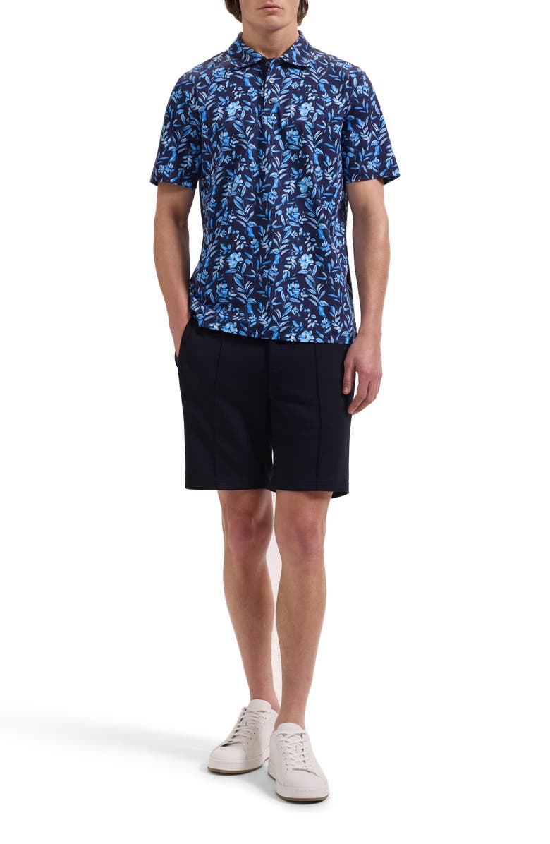Bugatchi Hendrix Digital Floral Print Pima Cotton Polo, Alternate, color, Navy
