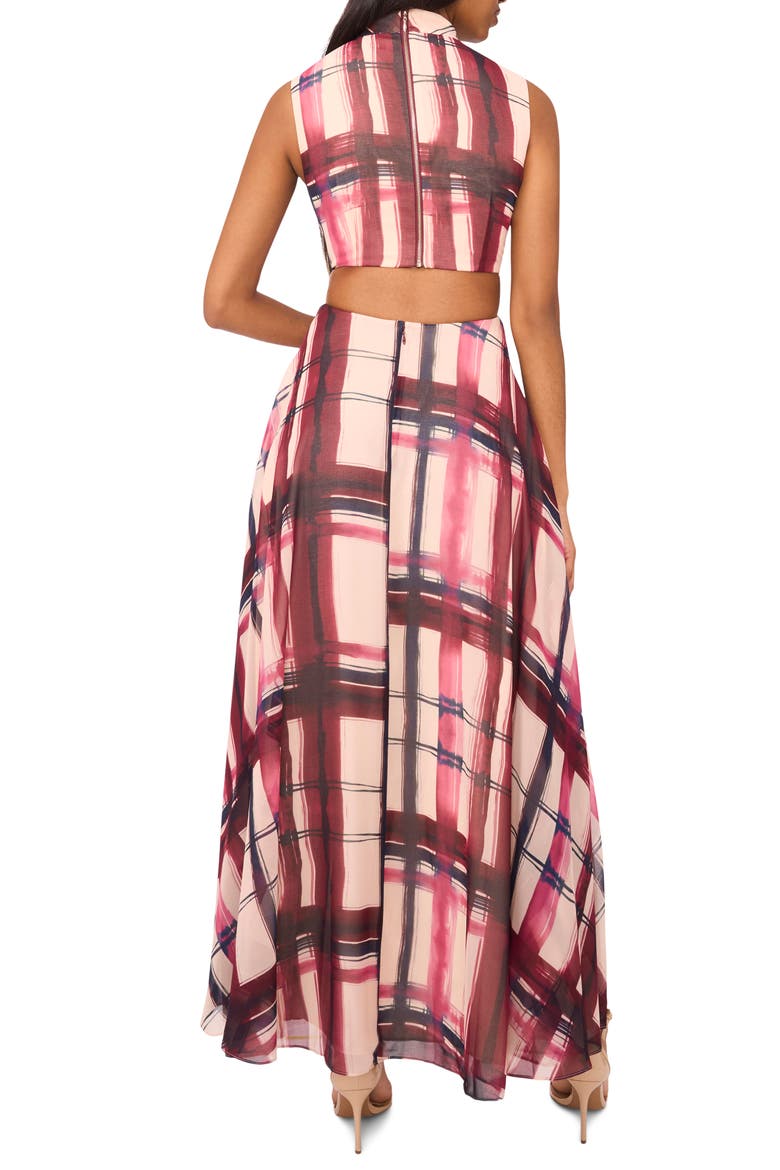 The Evette Mock Neck Evening Dress, Alternate, color, ZINFANDEL
