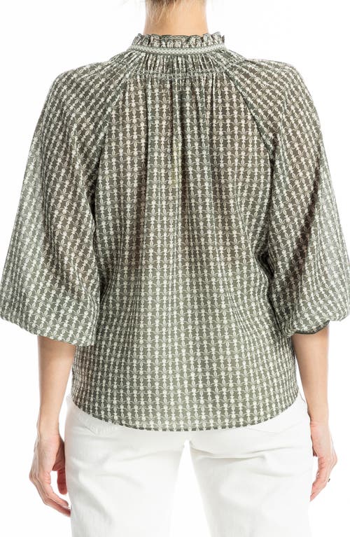 Max Studio Ruffle Collar Puff Shoulder Top In Multi