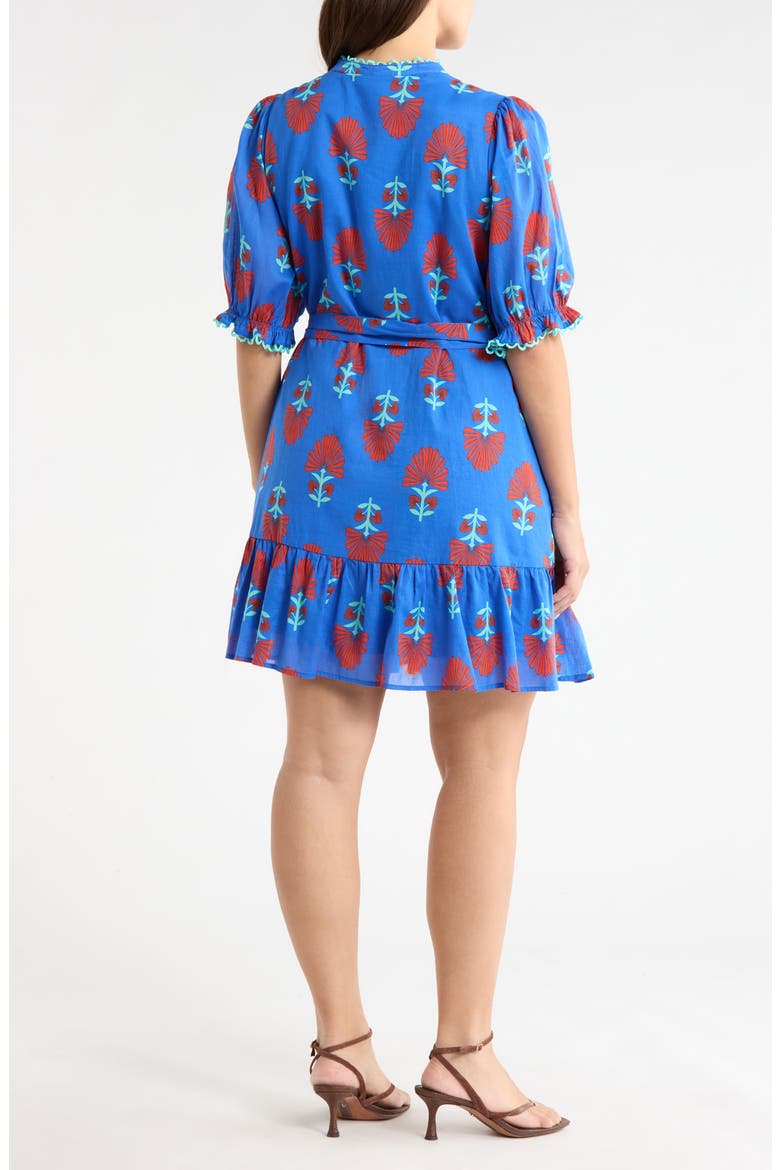 Lenira Floral Negin Split Neck Minidress, Alternate, color, BLUE-RED