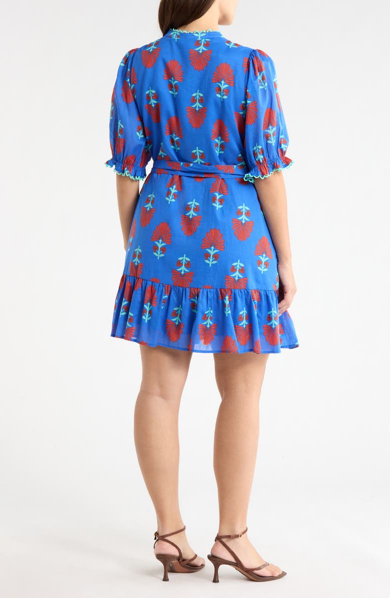 SUGARLIPS Lenira Floral Negin Split Neck Minidress, Alternate, color, Blue-Red