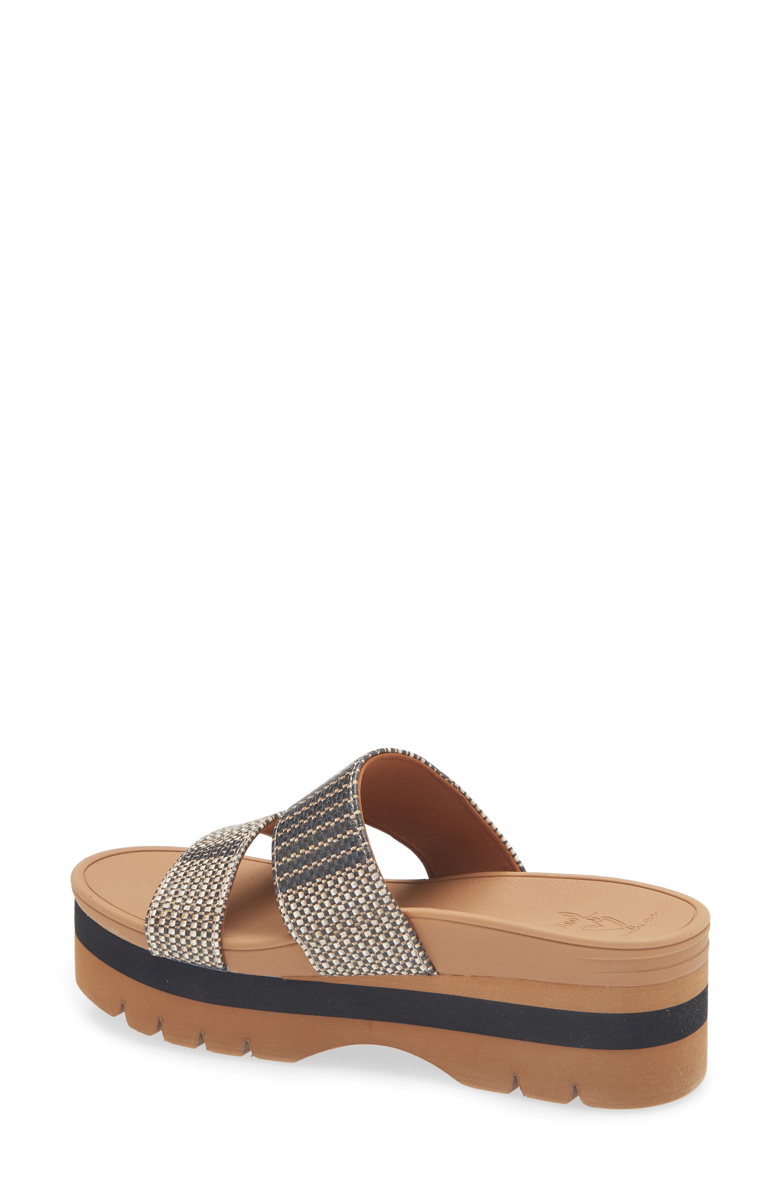 Reef Banded Horizon 2.5 Platform Slide Sandal, Alternate, color, Printed Raffia Black