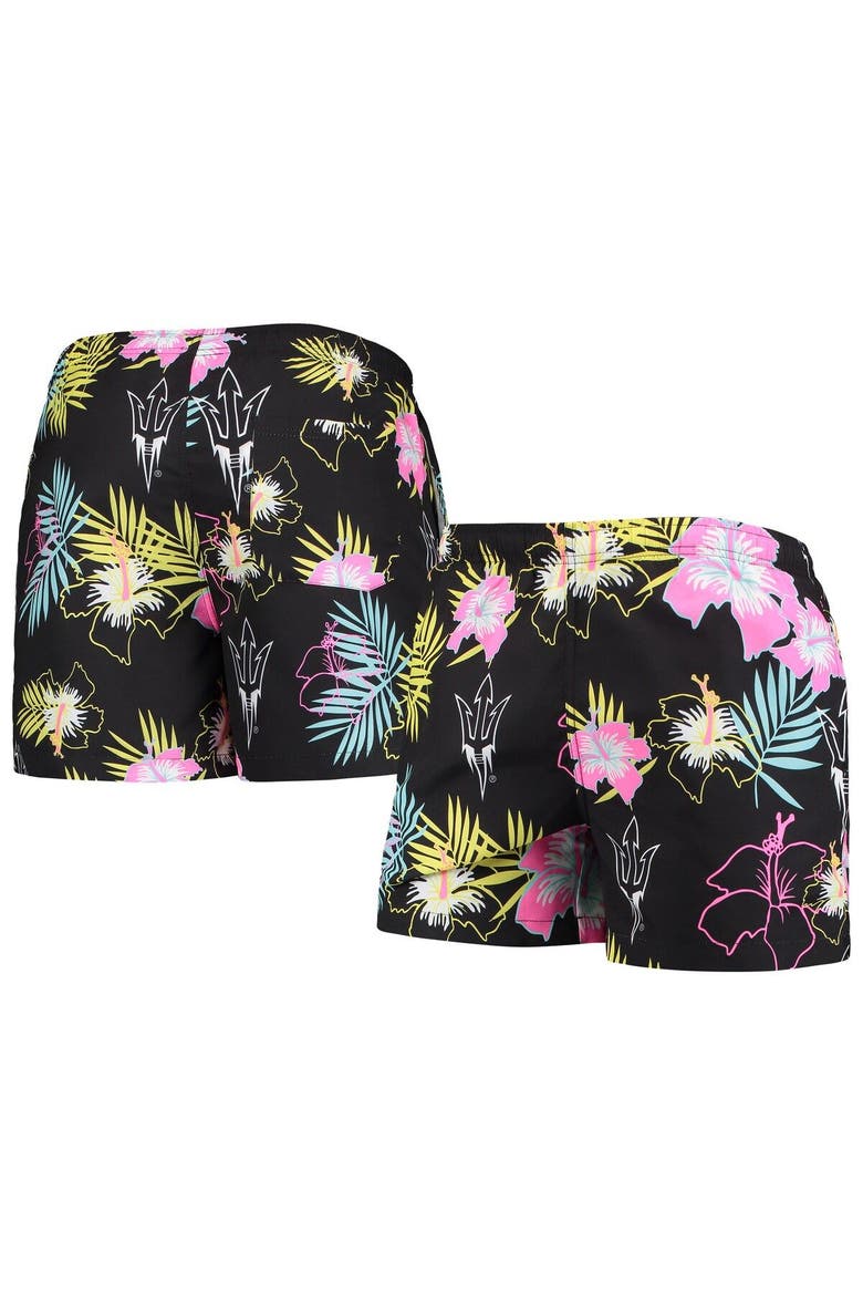 Men's FOCO Black Arizona State Sun Devils Neon Floral Swim Trunks, Main, color, Black