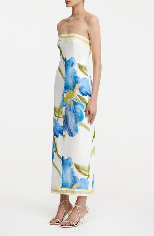 Significant Other Tess Floral Print Strapless Column Dress In Iris Bouquet