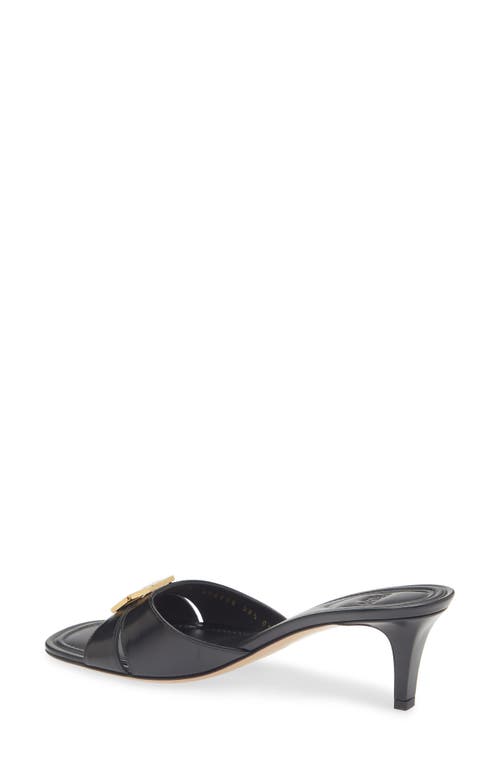 Fendi Fold Leather Kitten-heel Sandals In Black